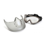 Pyramex capstone clean anti-fog goggles with a face shield.